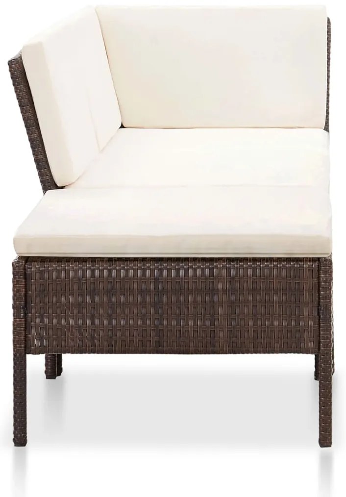 8 pcs conjunto lounge jardim c/ almofadões vime PE castanho