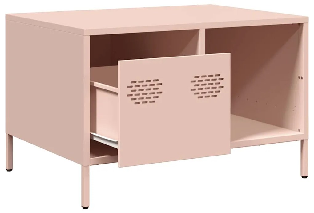 Mesa de centro 68,5x50x43,5 cm aço laminado a frio rosa