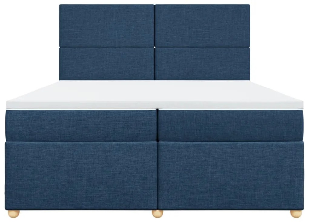 Cama com molas/colchão 200x200 cm tecido azul