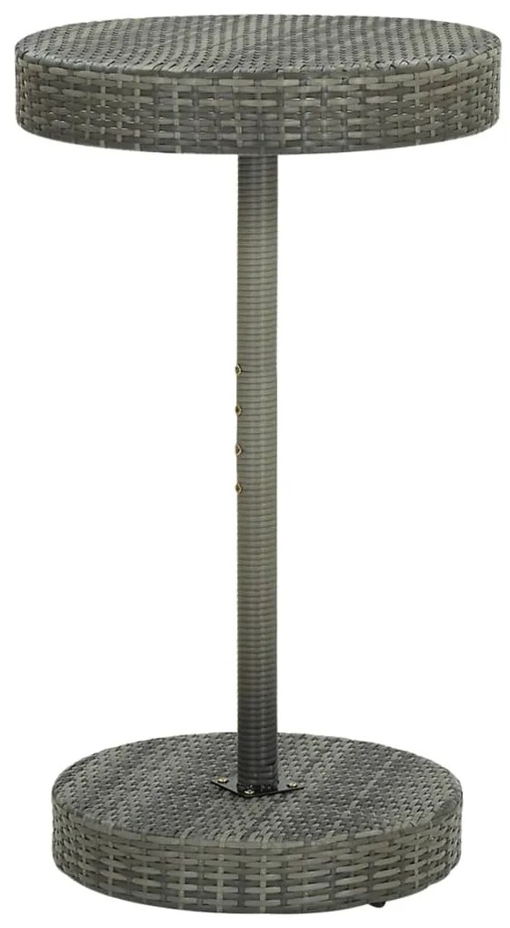 3 pcs conjunto de bar p/ jardim vime PE/acácia maciça cinzento