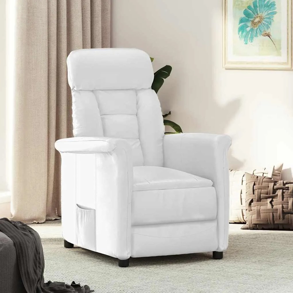 vidaXL Poltrona reclinável couro artificial cor creme