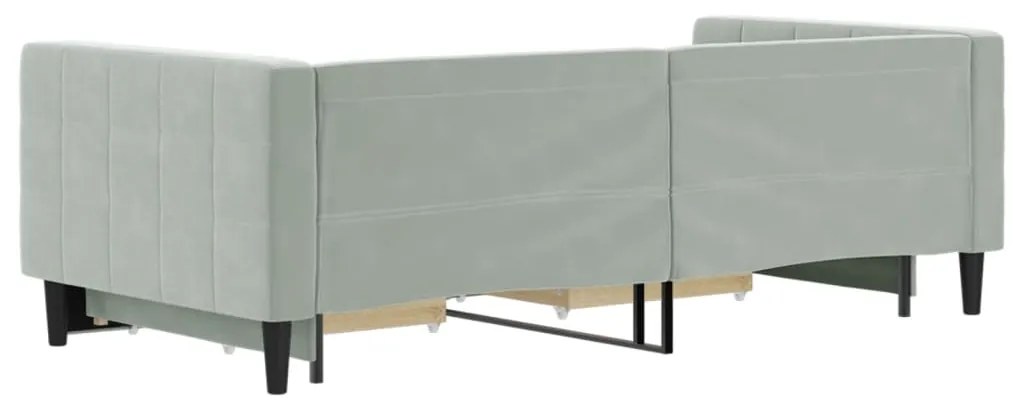 Sofá-cama c/ gavetão e gavetas 90x190 cm veludo cinzento-claro