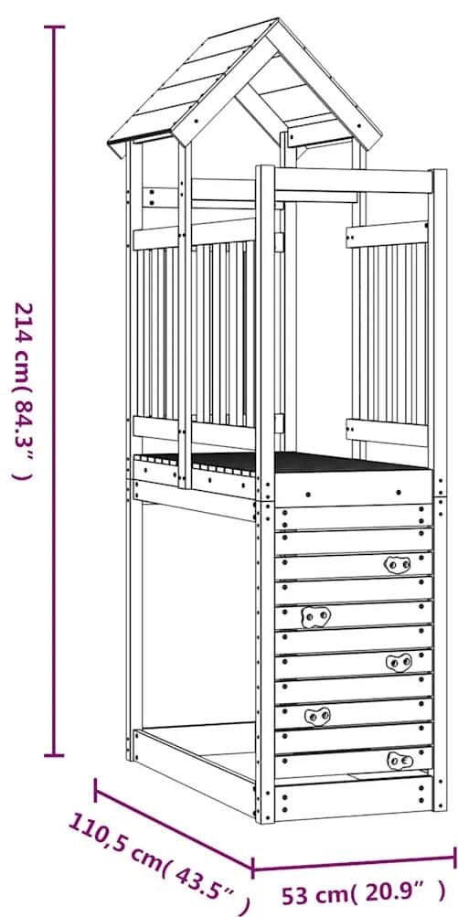 Torre brincar c/ parede escalar 53x110,5x214cm madeira douglas