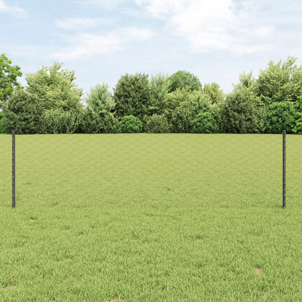 Postes de Cerca vidaXL 11 pcs U-Channel Cinza 60 cm Aço
