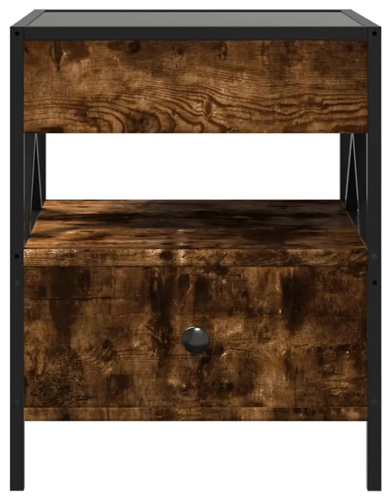 Mesa de cabeceira c/ LED Infinity 40x40x51 cm carvalho fumado
