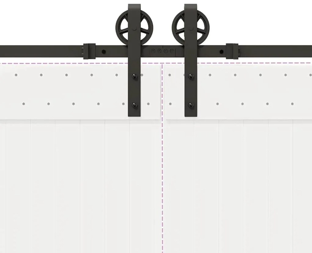 Kit de ferragens para porta deslizante 366 cm aço preto