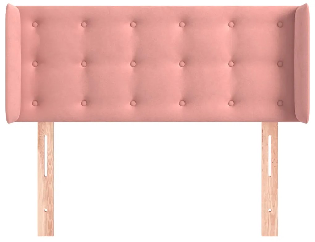 Cabeceira de cama c/ abas veludo 103x16x78/88 cm rosa