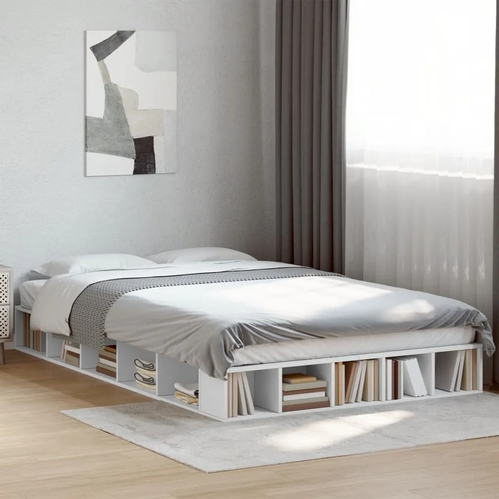 vidaXL Estrutura de cama 120x200 cm derivados de madeira branco