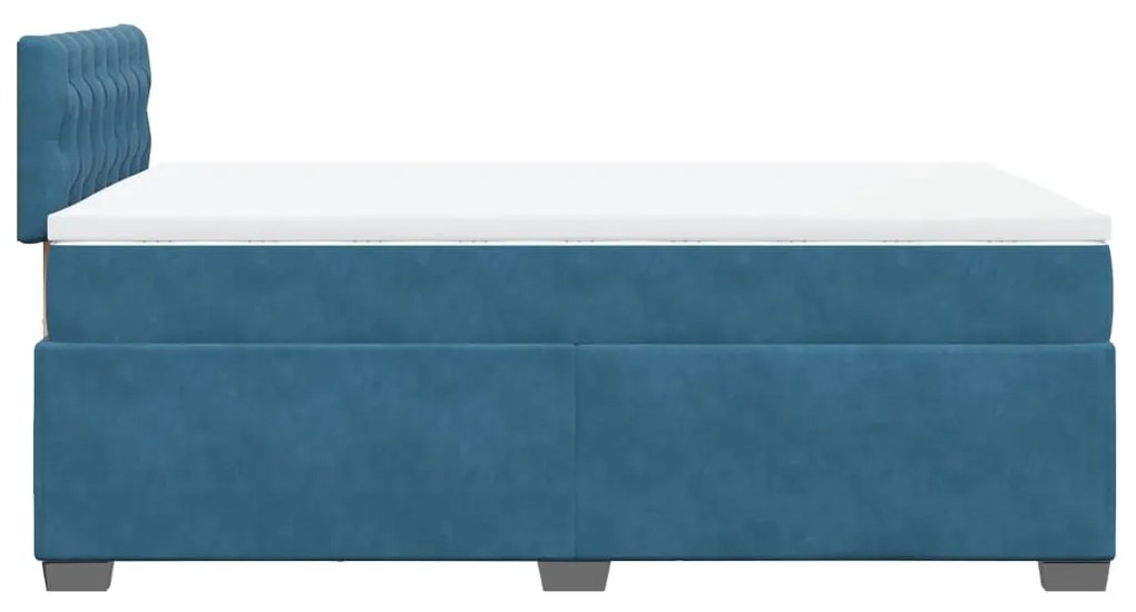 Cama boxspring com colchão 120x190 cm veludo azul-escuro