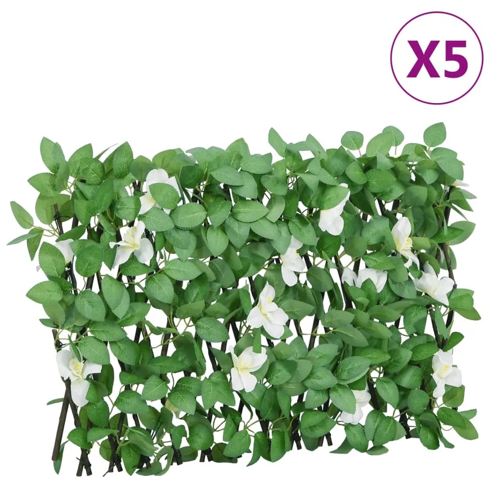 vidaXL Treliça de hera artificial extensível 5 pcs 180x30 cm verde
