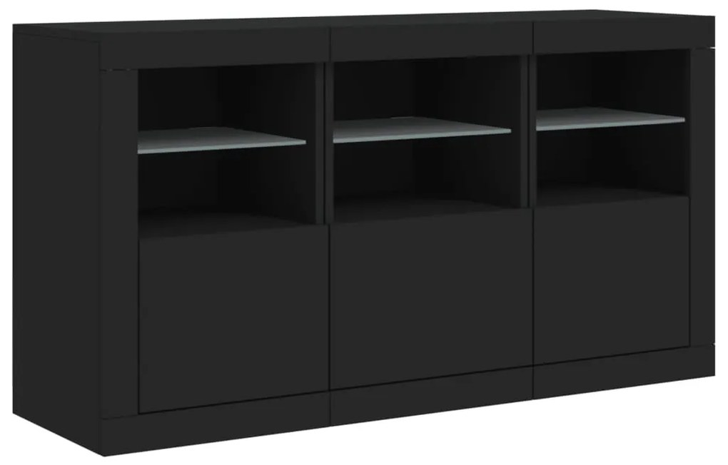 Aparador com luzes LED 123x37x67 cm preto