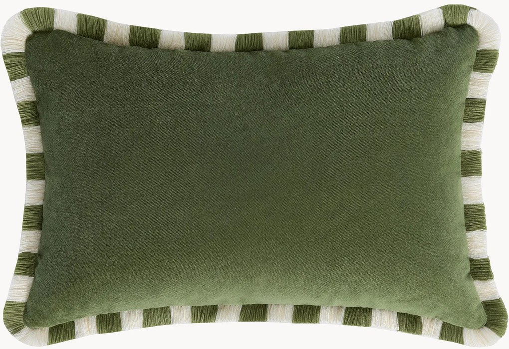 Almofada de veludo artesanal com franjas Happy Pillow