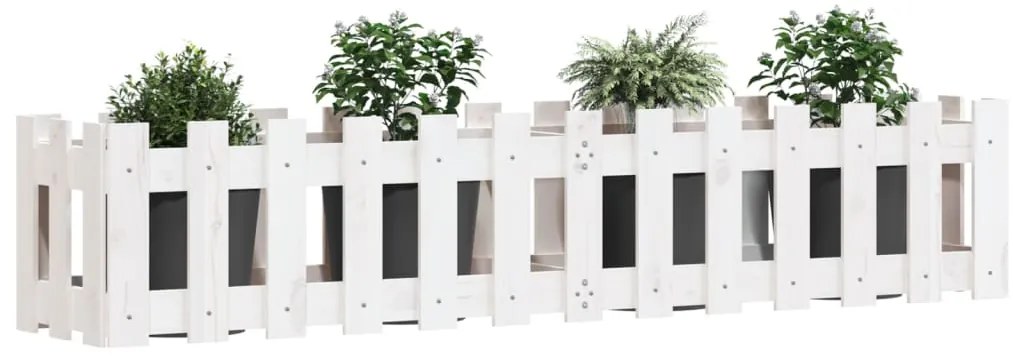 Canteiro elevado design cerca 150x30x30 cm pinho maciço branco