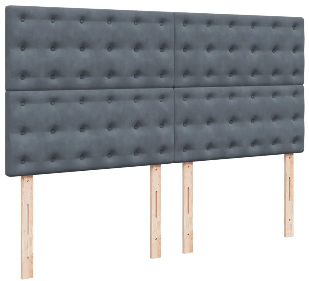 Cama com molas/colchão 200x200 cm veludo cinzento-escuro