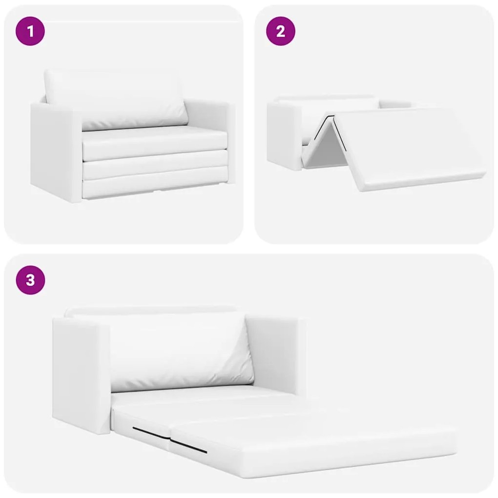 Sofá Cama de Chão 2-em-1 Branco 124x71x78 cm Couro Sintético