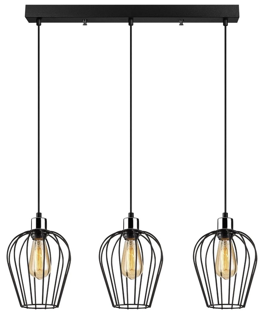 Candeeiro Chandelier Tel – Preto – 70 x 20 cm