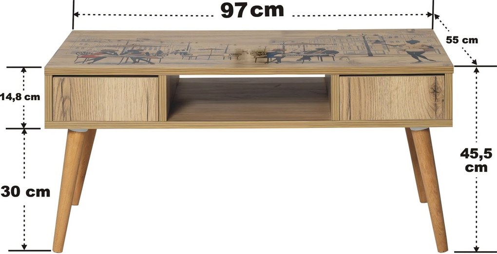 Mesa de Centro Broadway – Pinho Atlântico – 97x45x55 cm