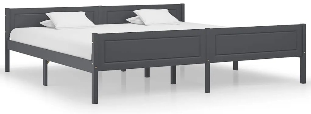 Estrutura de cama 200x200 cm madeira de pinho maciça cinzento
