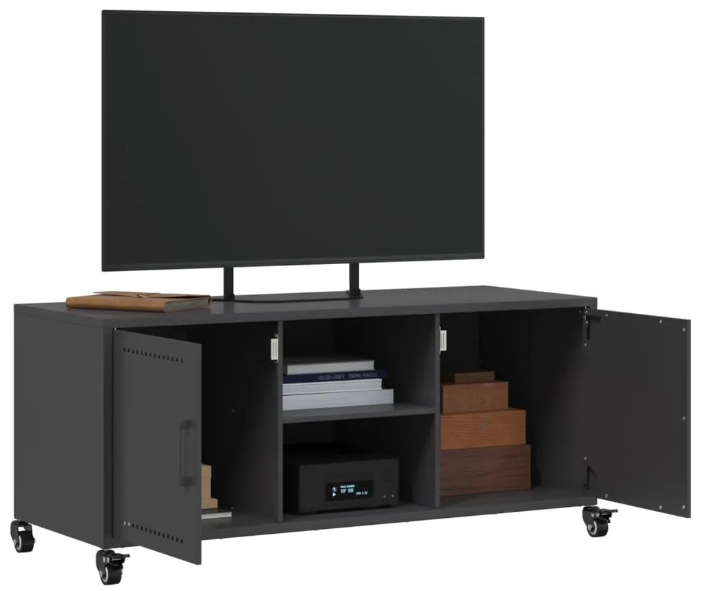 Móvel de TV 100,5x39x43,5 cm aço preto
