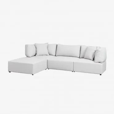 Sofá Modular De 3 Peças Com 2 Poltronas De Canto E Puff Kata Creme Bege - Sklum