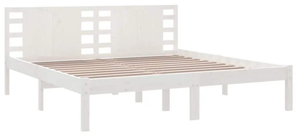Cama sem colchão 200x200 cm madeira de pinho maciça branco