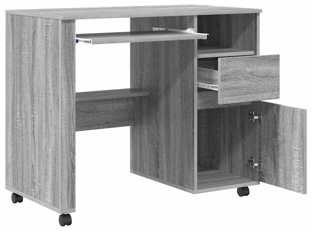 Mesa de Computador Cinza Cinza Sonoma Madeira Engenharia Médio