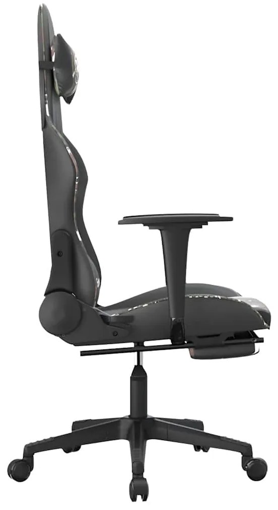 Cadeira gaming massagens apoio pés couro artif preto/camuflagem
