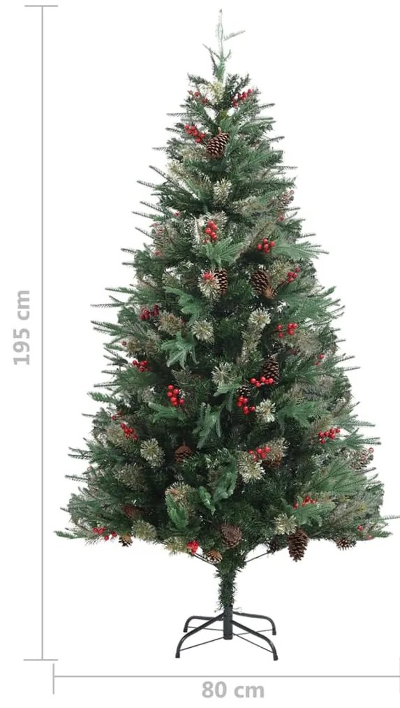 Árvore de Natal com pinhas 195 cm PVC e PE verde