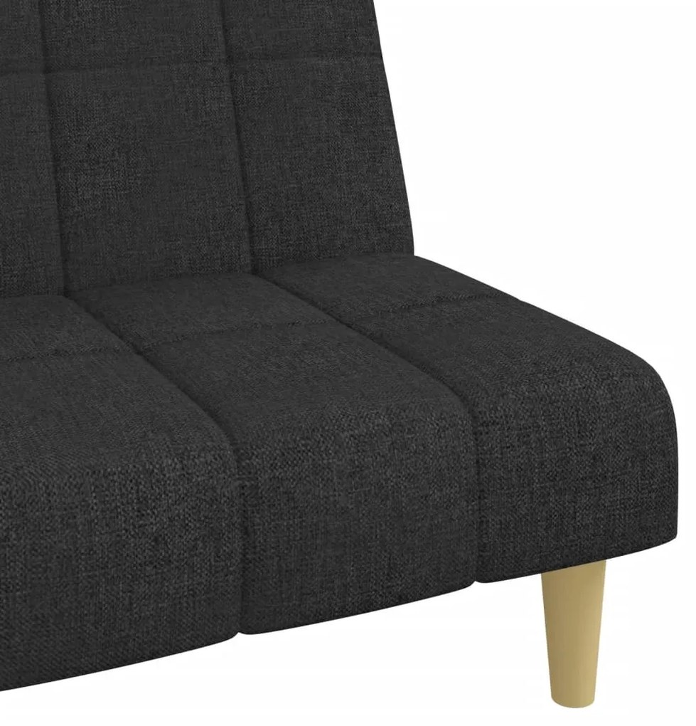 Sofá-cama de 2 lugares tecido preto