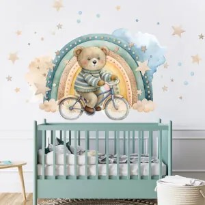 Papel de parede autoadesivo - Urso numa bicicleta