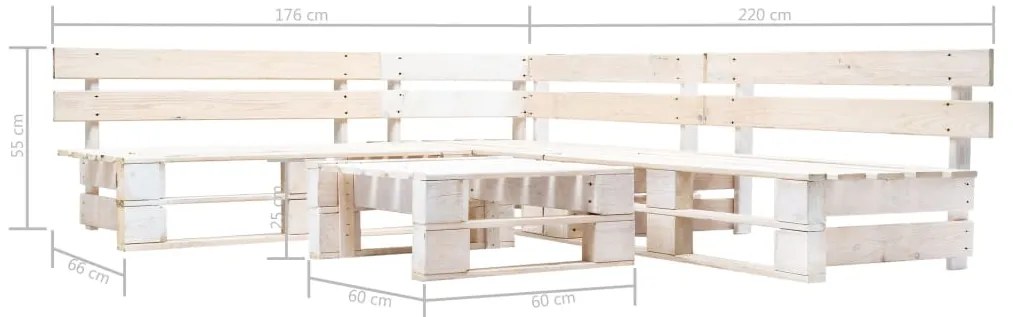Sofás de paletes para jardim 4 pcs madeira branco