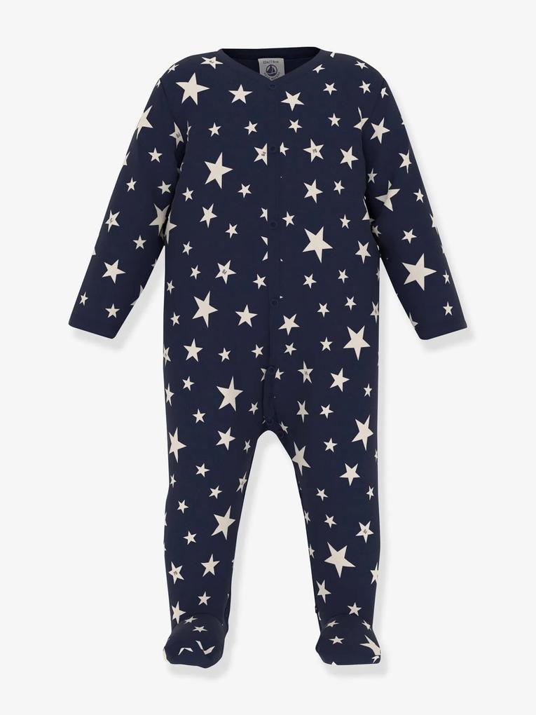 Pijama com estrelas fosforescentes, em moletão, para bebé, da Petit Bateau azul