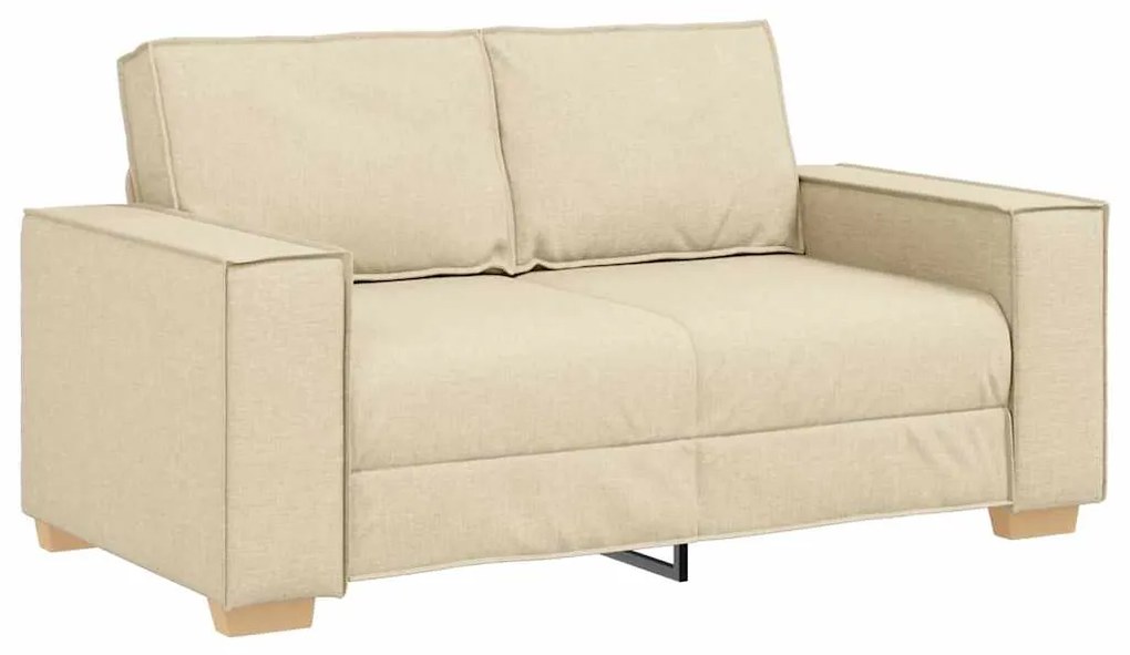 Conjunto de Sofá 3 Peças com Almofadas em Tecido Creme