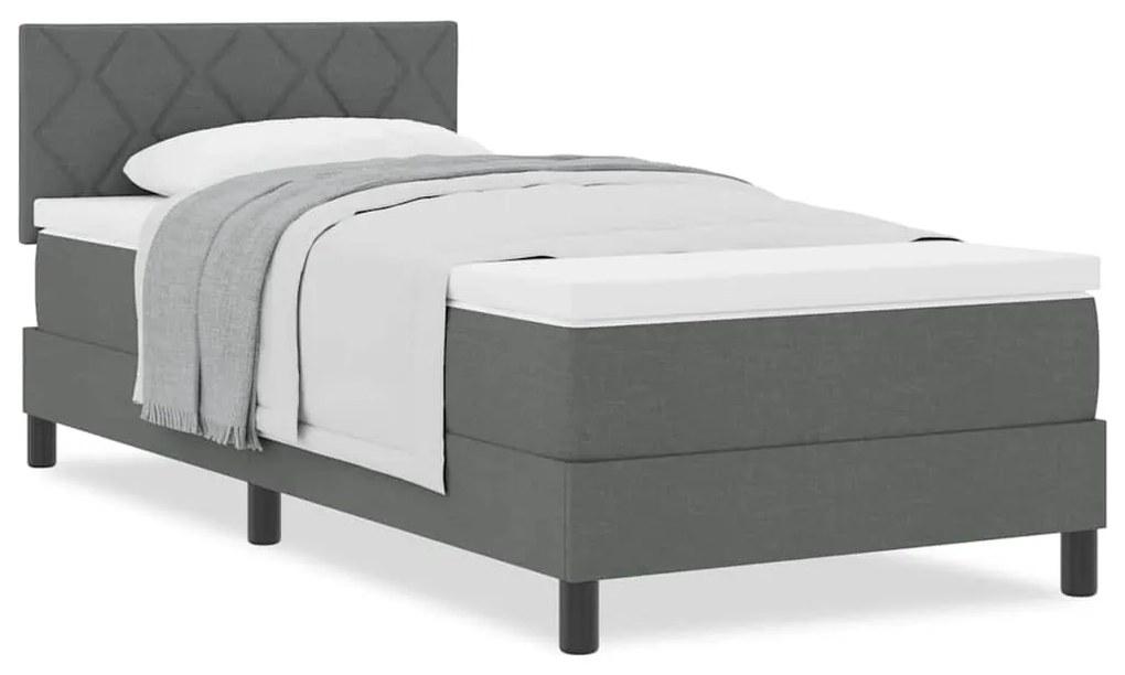 Cama Box Spring com Colchão Cinza Escuro 100x200 cm Tecido