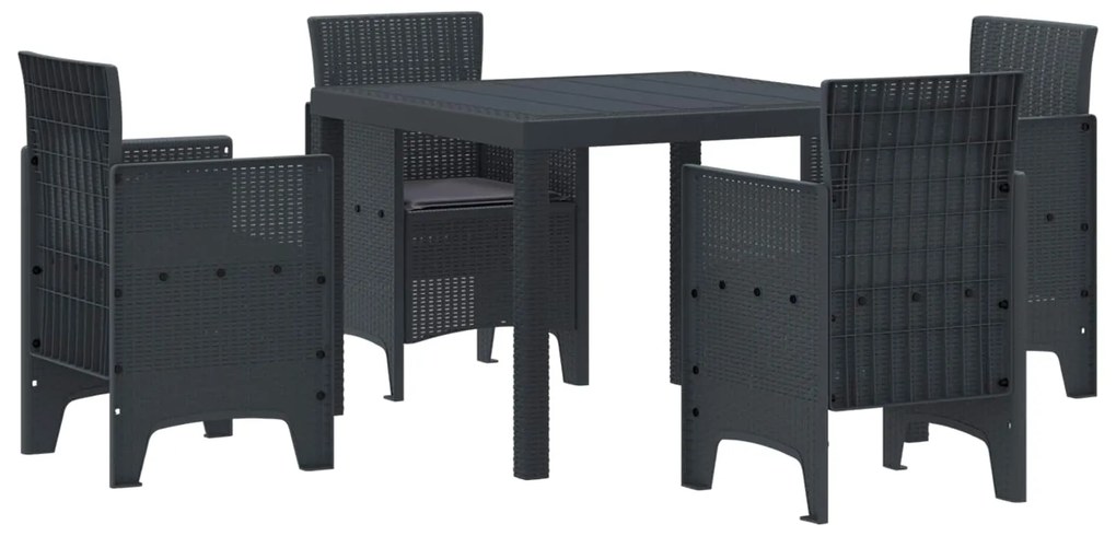 vidaXL Conjunto de Jantar para Jardim 5 pcs Antracite Polipropileno