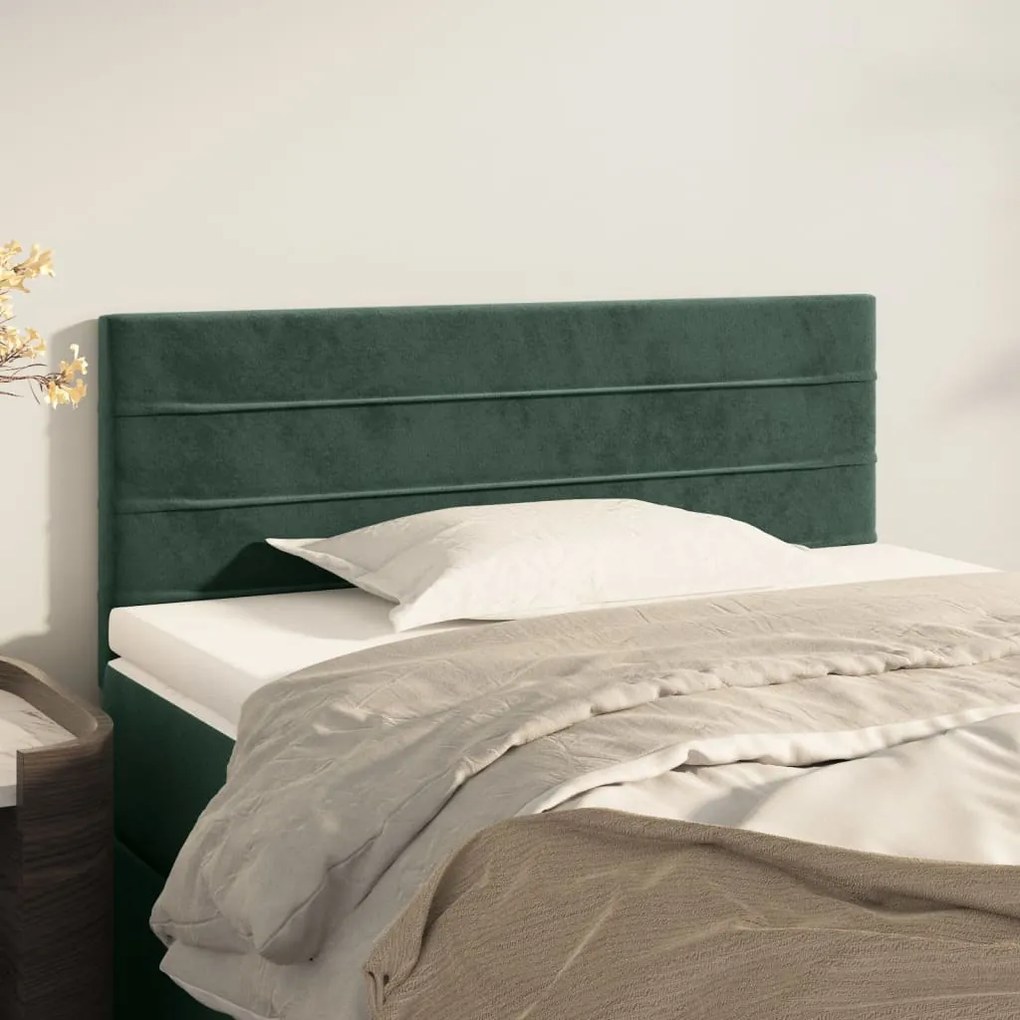 Cabeceira de cama veludo 100x5x78/88 cm verde-escuro