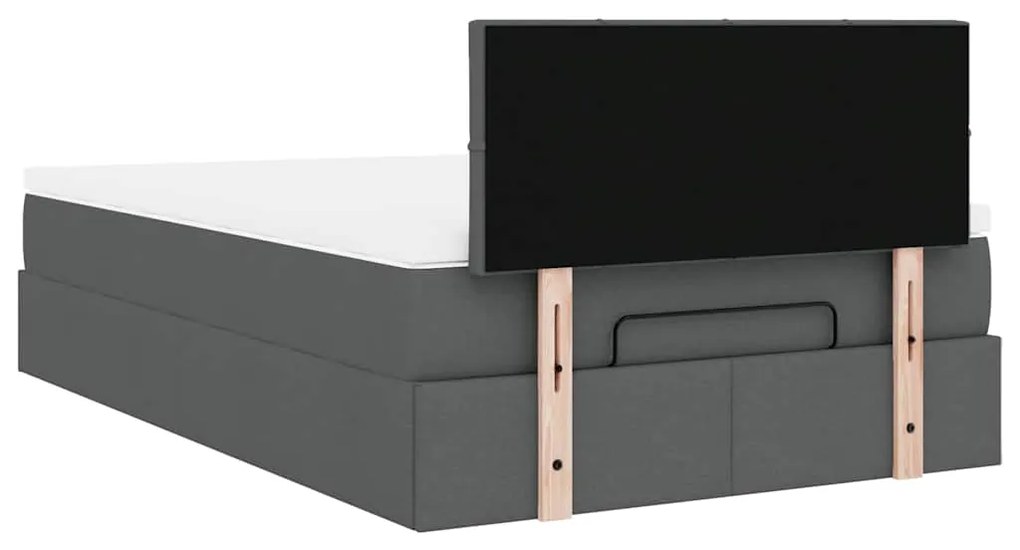 Cama otomana com colchão 120x190 cm tecido cinzento escuro