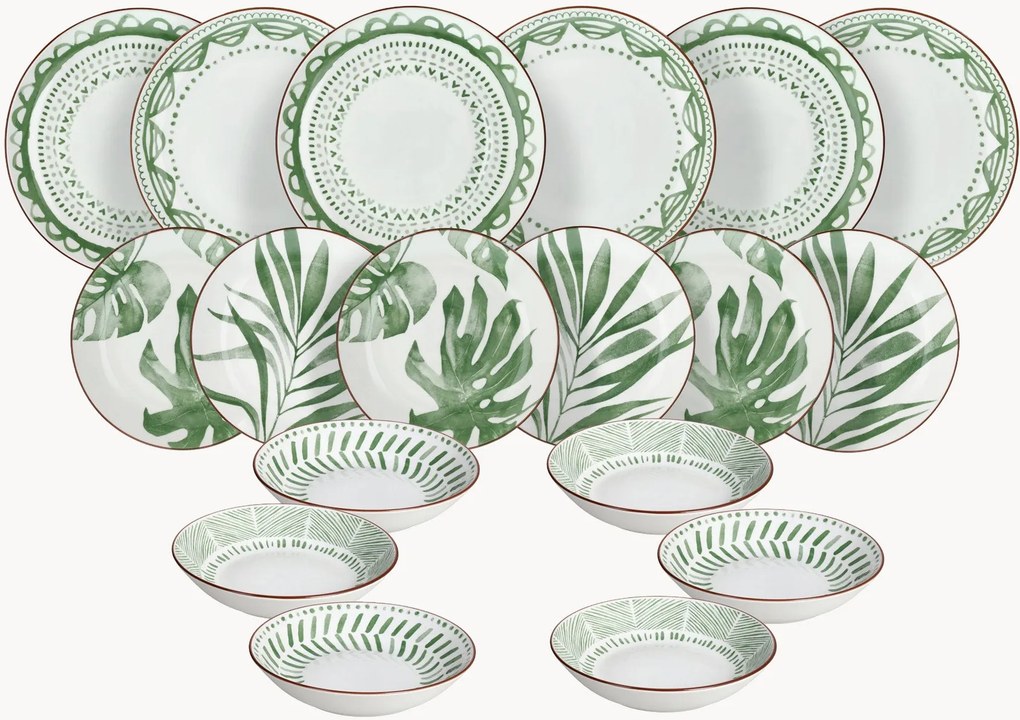 Conjunto de loiça em porcelana Madison Rio Verde, 6 pessoas, conjunto de 18