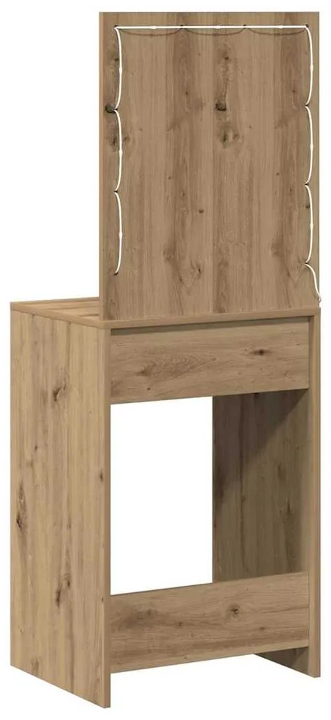 Mesa de Maquilhagem com Luzes LED Carvalho Artesanal 50x41x135 cm