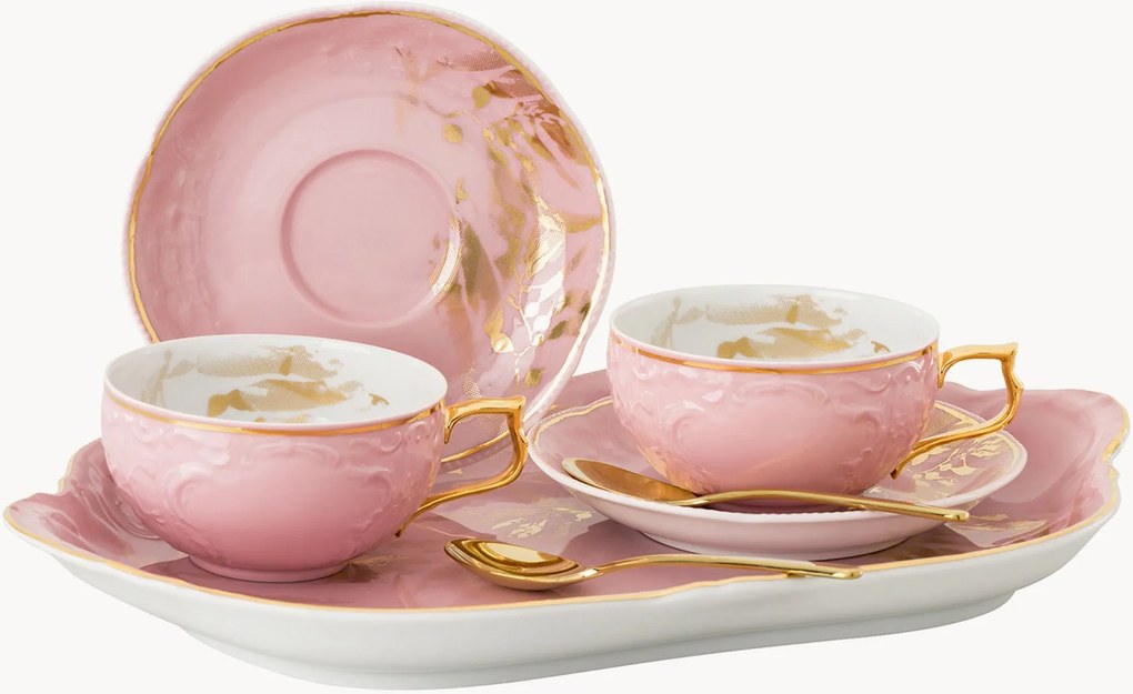 Conjunto de chá em porcelana Sanssouci Jubilee, conjunto de 7