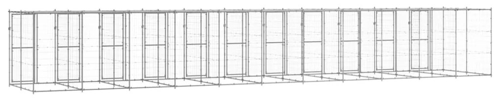 vidaXL Canil de exterior com telhado 29,04 m² aço galvanizado