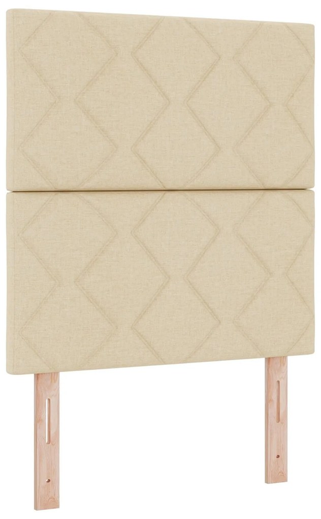 Cama Box Spring com Colchão & LED Creme 80x200 cm Tecido