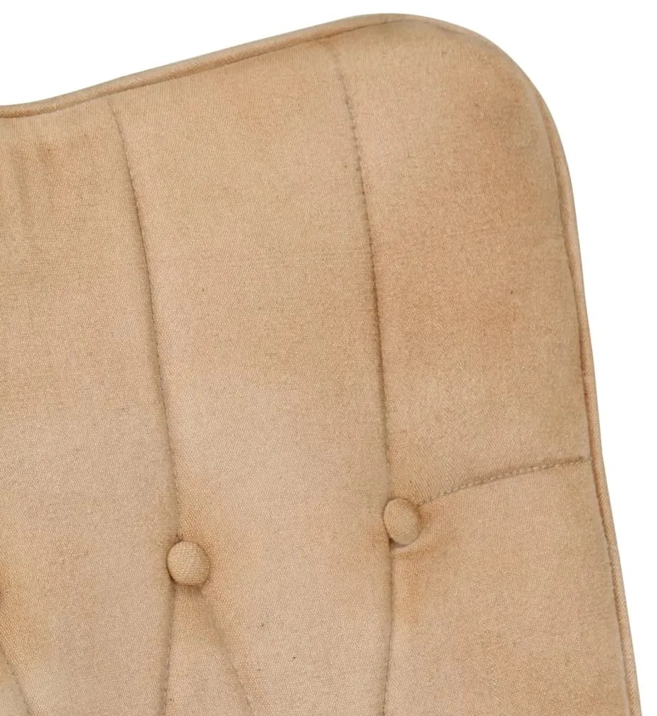 Cadeira de baloiço com apoio de pés lona vintage cor creme