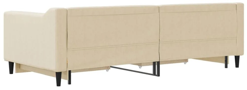Sofá-cama com gavetão e gavetas 90x200 cm tecido cor creme