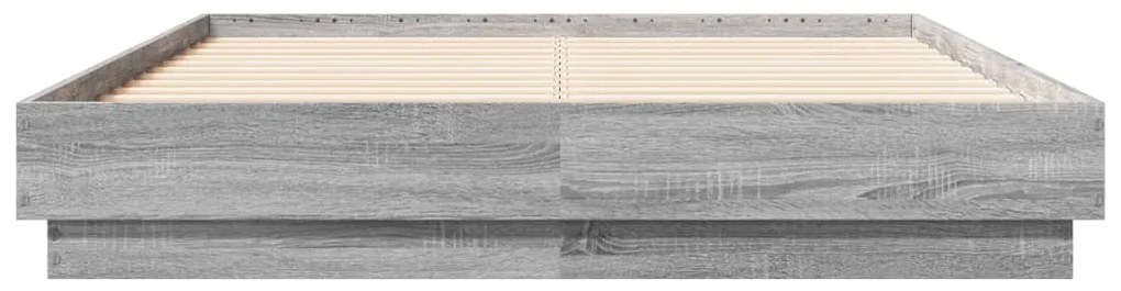 Estrutura de cama com luzes LED 140x190 cm cinzento sonoma