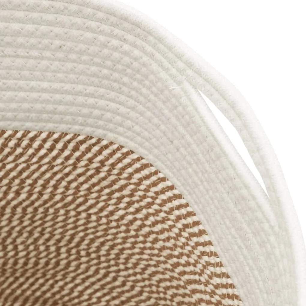 Cesto de arrumação Ø40x35 cm algodão castanho e branco