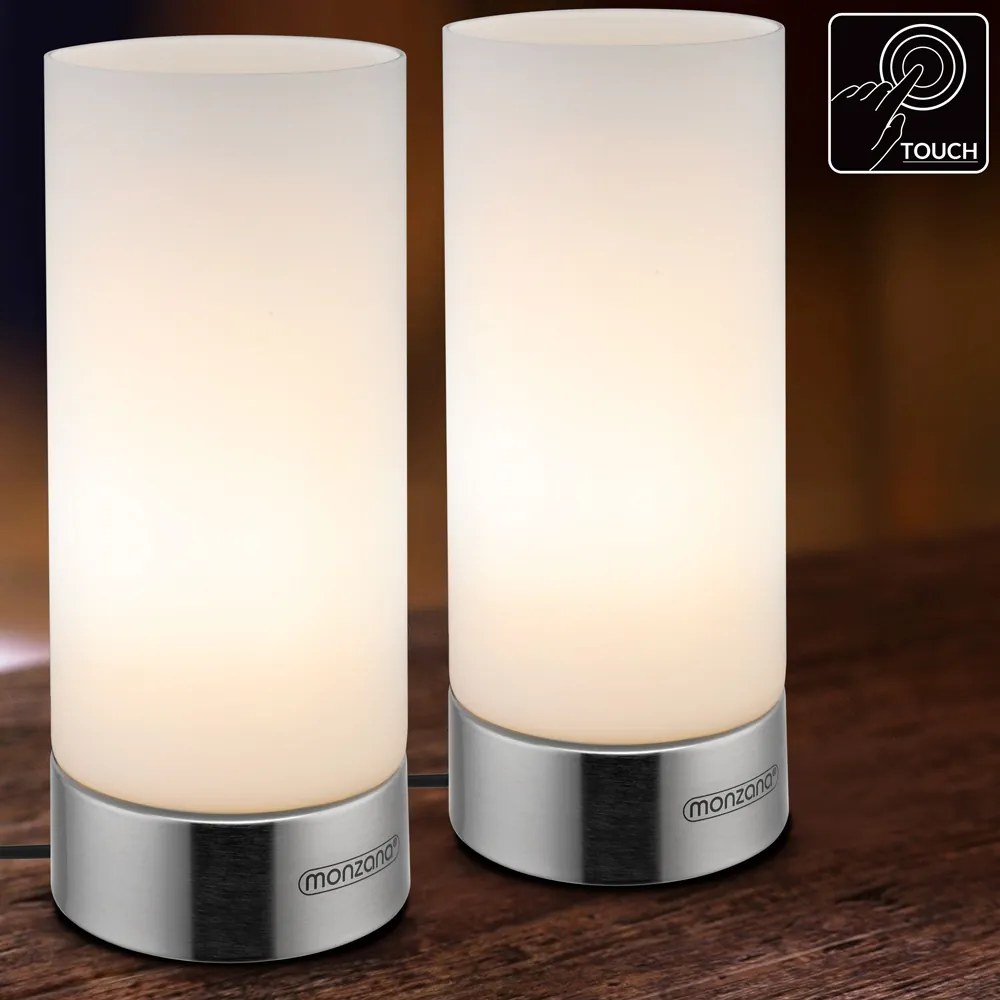 Conjunto de 2 candeeiro de mesa com função tátil Lumo 25,5 x 10 cm Prateado