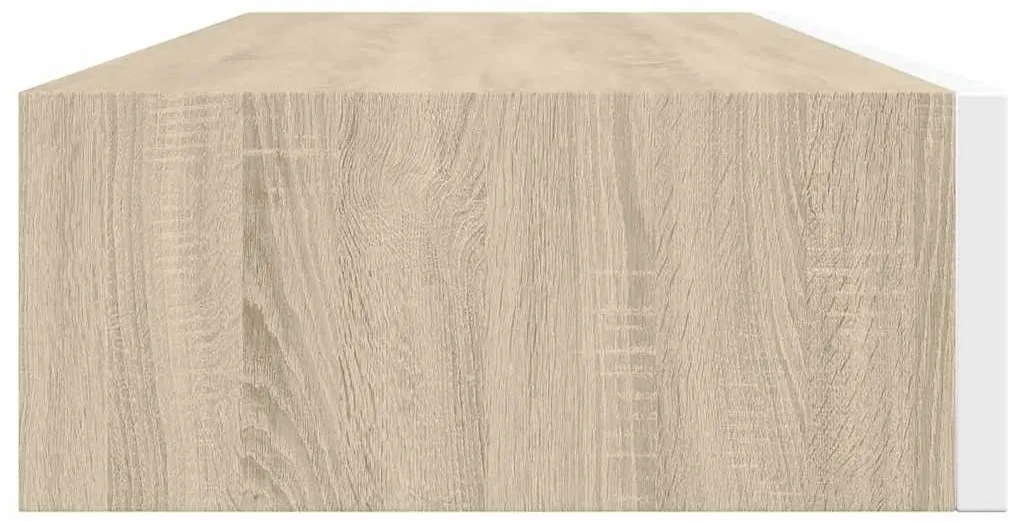Prateleiras parede c/ gavetas 2pcs MDF carvalho/branco