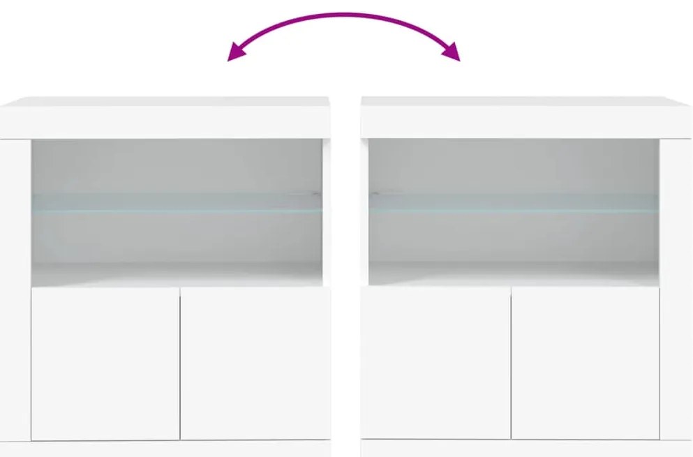 Aparador com luzes LED 60,5x37x67 cm branco