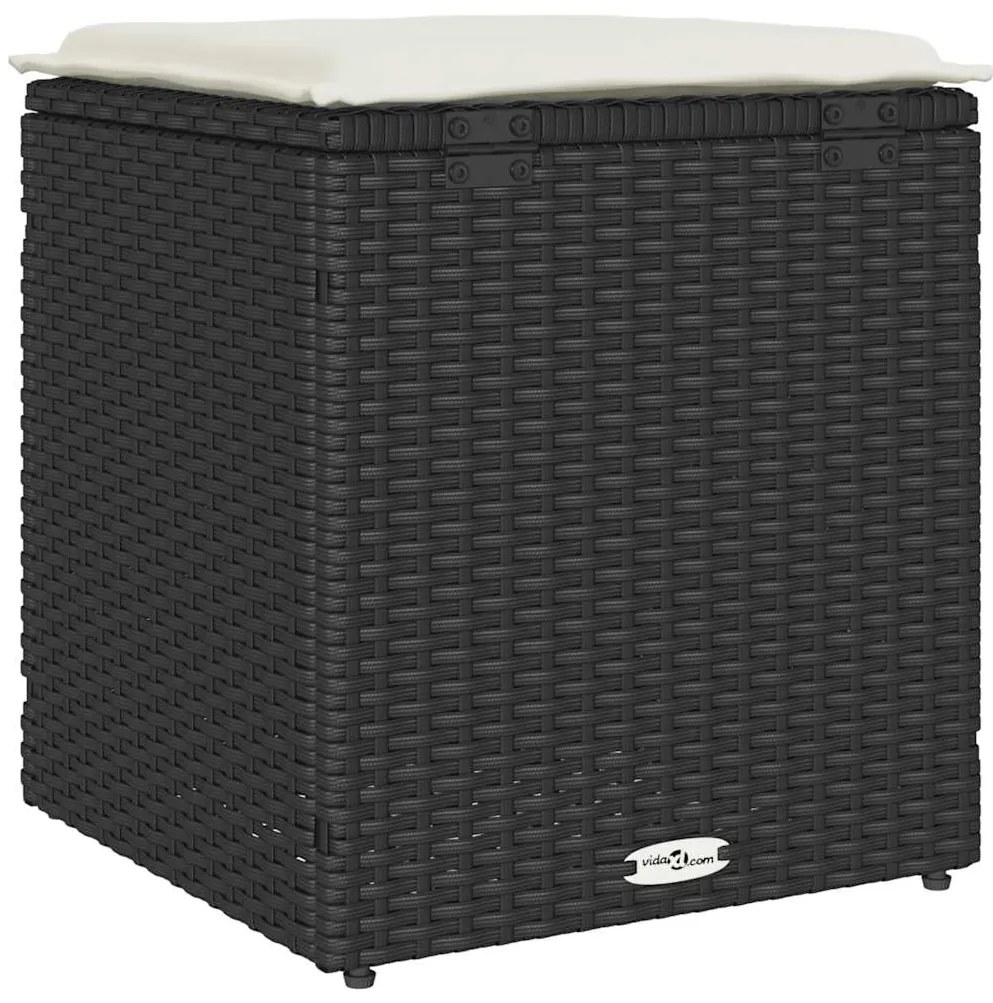 Bancos de jardim com almofadas 2 unid 40x40x43 cm vime PE preto